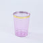 25-Pack Plastic Tumbler Cups Transparent Purple with Gold Rim - Stylish Disposable Party Glasses 10oz