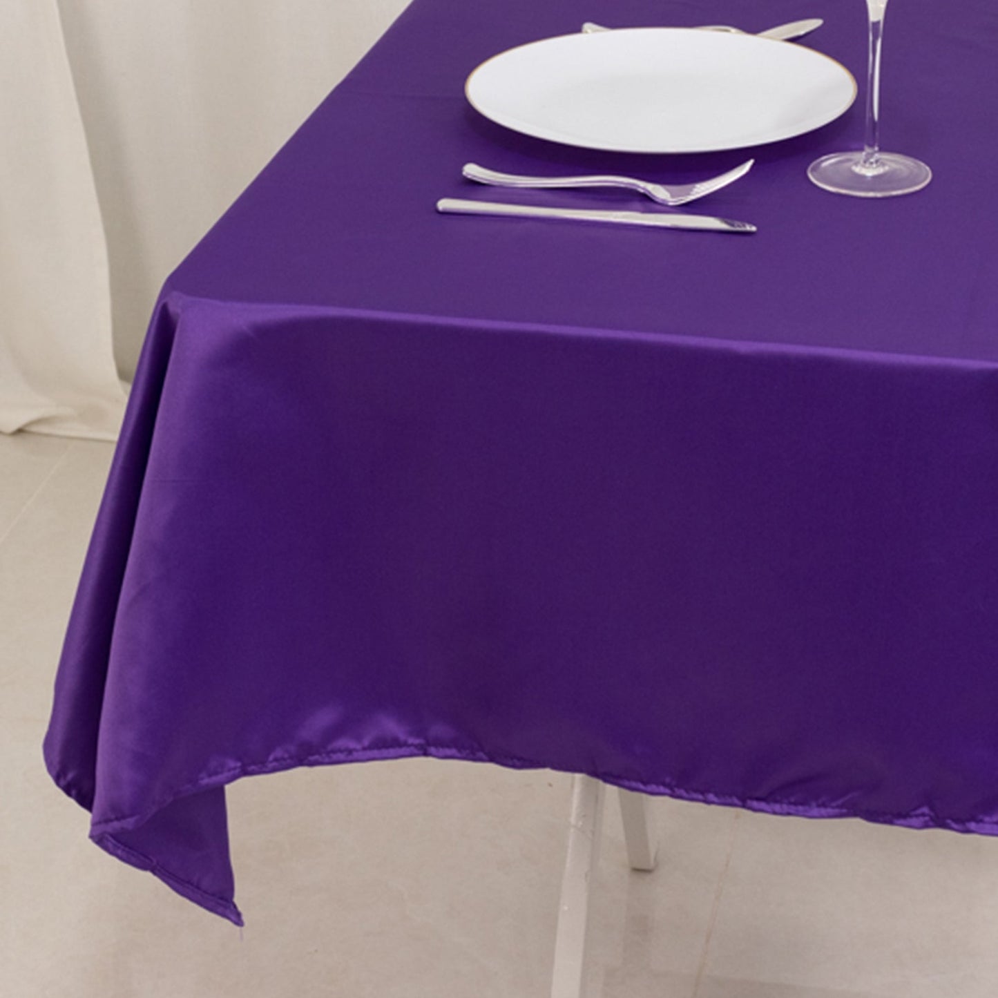 Lamour Satin 54"x54" Table Overlay Square Tablecloth Purple - Durable & Silk-Like Table Cover
