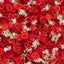 8ftx4ft Roll Up Artificial Flower Wall Panel Backdrop with Red Silk Roses & Baby's Breath