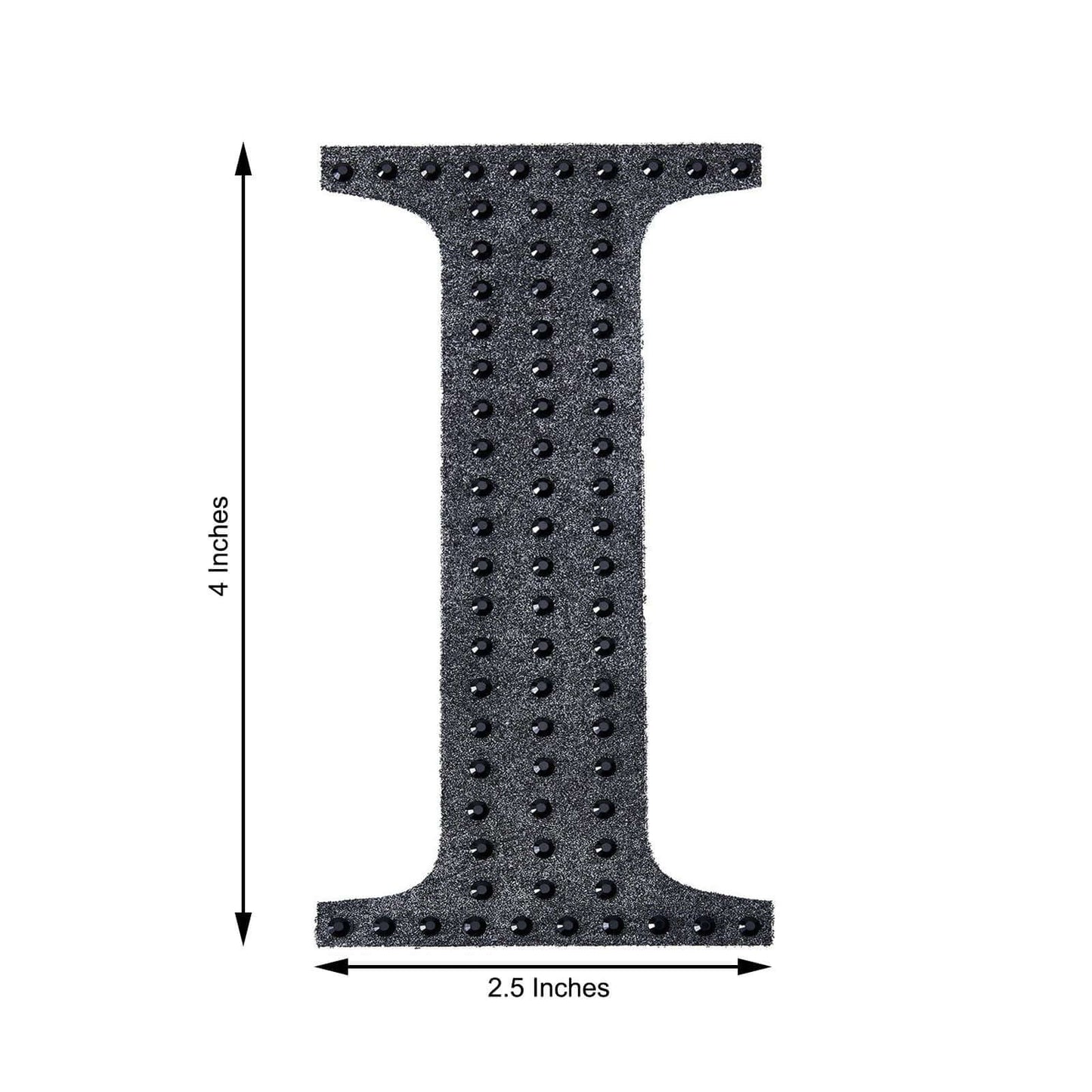 Decorative Rhinestone Alphabet "I" Letter Stickers, Glitter Adhesive Craft Letters Black DIY Sparkle Embellishments 4"