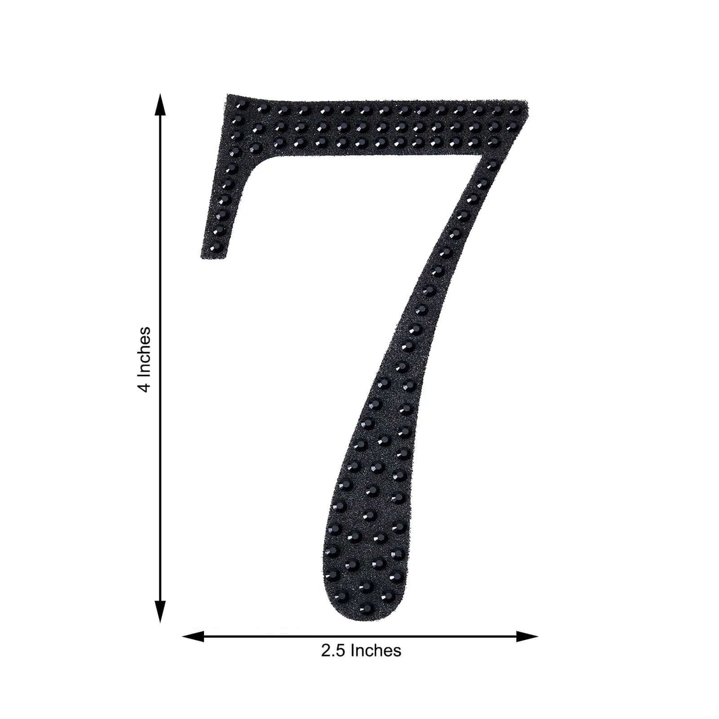 Decorative Rhinestone Number "7" Stickers, Glitter Adhesive Craft Numbers Black DIY Sparkle Embellishments 4"