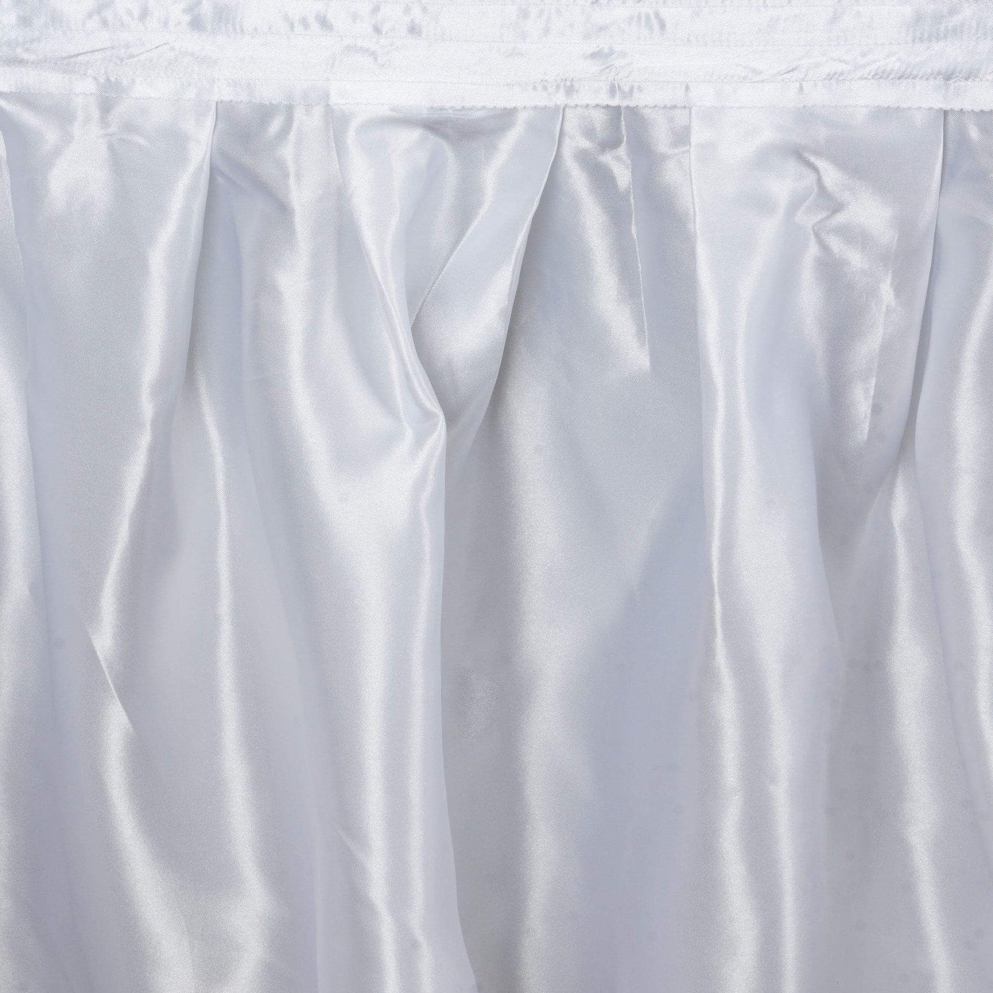 Satin 14ft Table Skirt White - Exquisite Pleated Wedding Table Decor