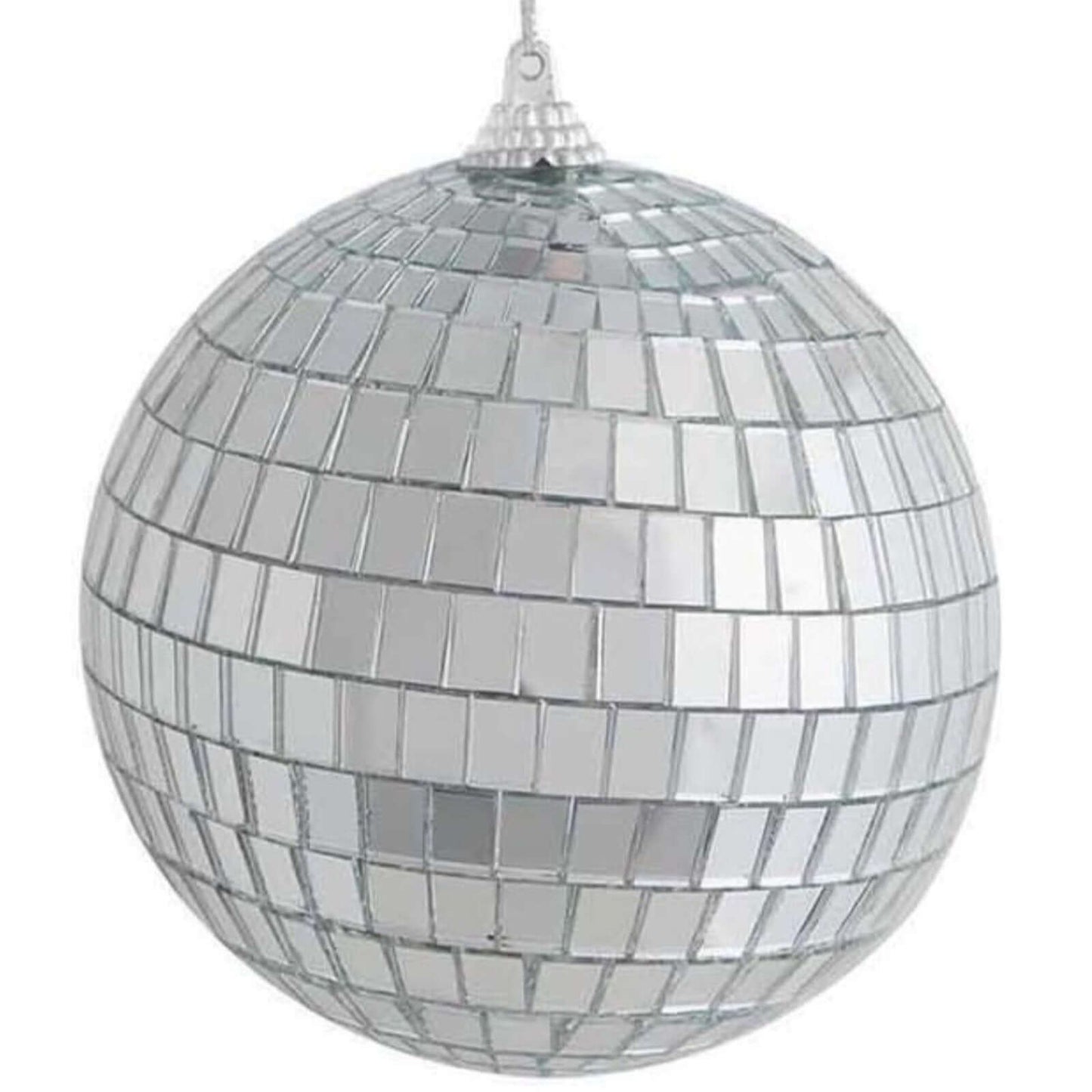 6 Pack 2" Silver Foam Disco Mirror Ball With Hanging Strings, Holiday Christmas Ornaments