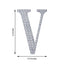 Decorative Rhinestone Alphabet "V" Letter Stickers, Glitter Adhesive Craft Letters Silver DIY Sparkle Embellishments 6"