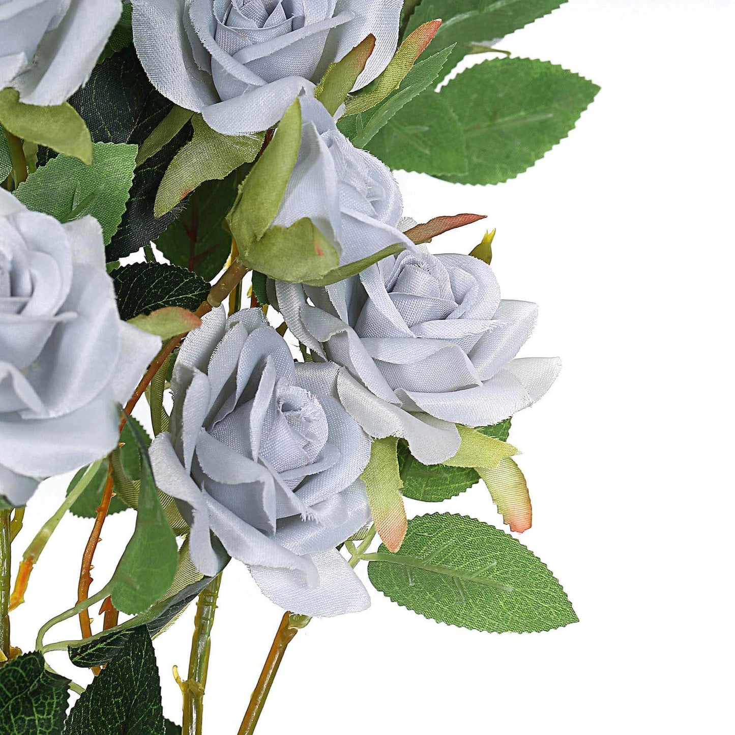 2 Stems 38" Tall Silver Artificial Silk Rose Flower Bouquet Bushes