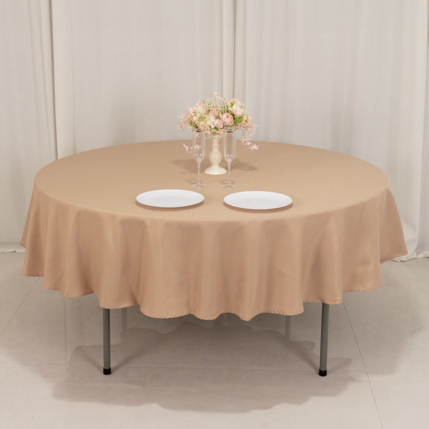 Premium Polyester 90" Round Tablecloth Nude - Stain and Wrinkle-Resistant Design with 220GSM Thickness Table Cover