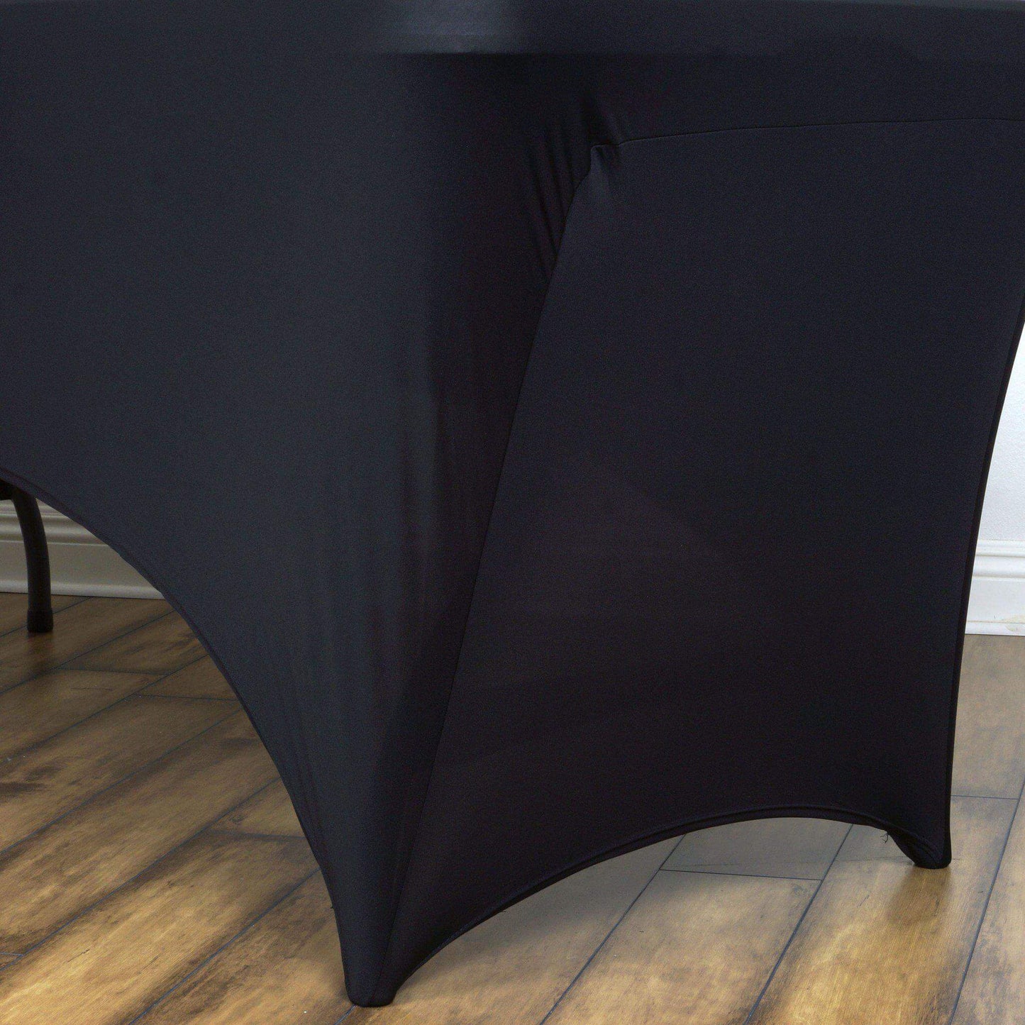 Stretch Spandex 6ft Rectangle Tablecloth Black - Durable Form-Fitting Table Cover for Events & Presentations