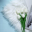 10 Stems 13" White Real Touch Artificial Foam Tulip Flower Bouquets