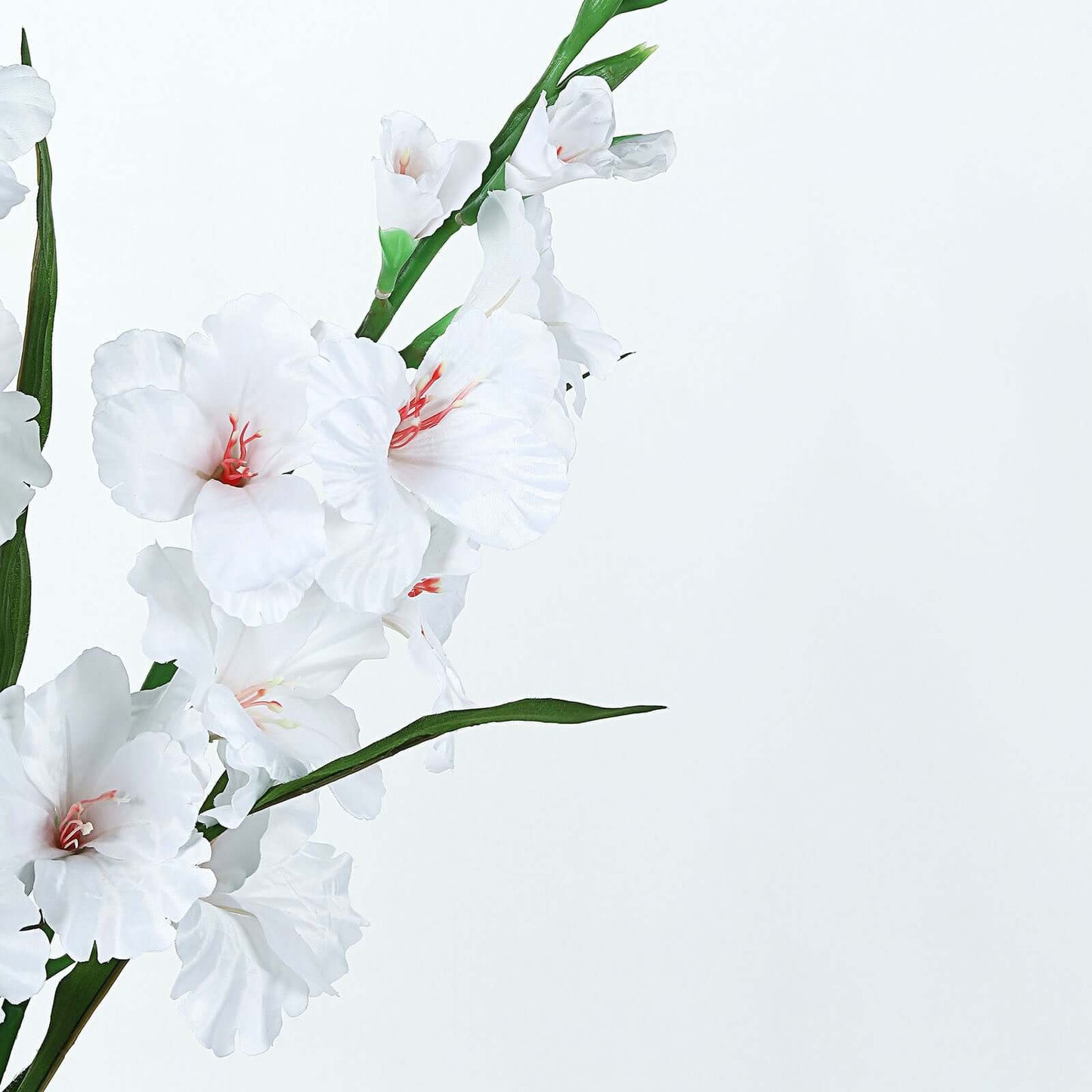 3 Stems 36" Tall White Artificial Silk Gladiolus Flower Spray Bush