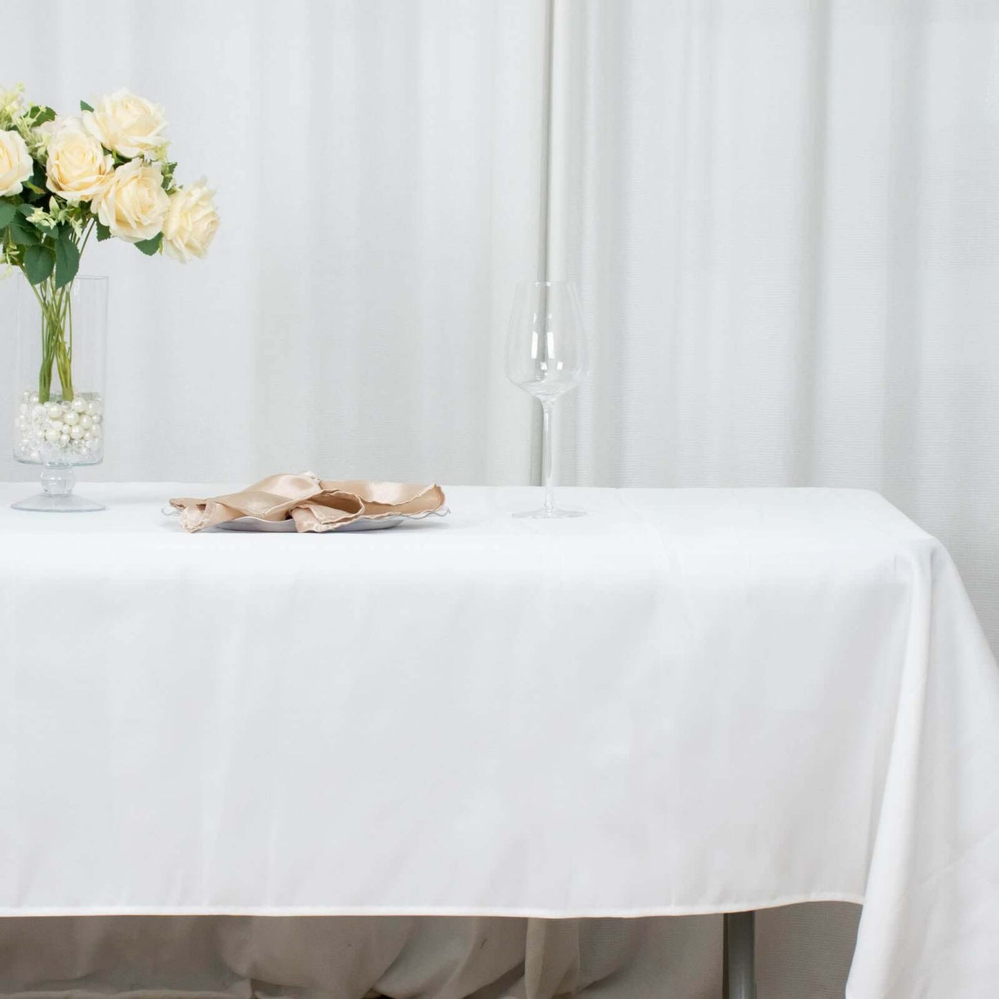 Premium Polyester 54"x96" Rectangle Tablecloth White - Durable 220GSM Stain-Resistant Fabric for Weddings & Events