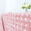 Satin 90"x156" Rectangle Tablecloth Blush - Grandiose 3D Rosette Table Cover with Seamless Finish