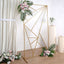 6ft Tall Gold Metal Rectangular Geometric Flower Frame Prop Stand, Wedding Backdrop Floor Stand With Cloudy Film Insert