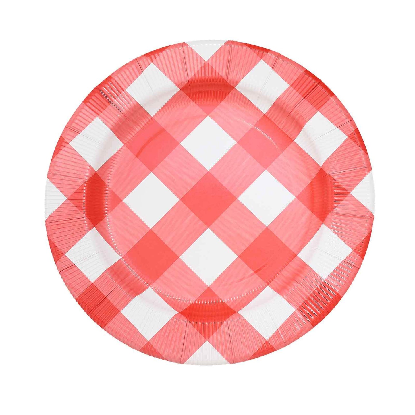 10-Pack Disposable Paper Charger Plates â€“ Red/White Buffalo Plaid 13" Round Table Chargers, 350 GSM Cardstock