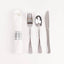 Set of 24 Silver Plastic Silverware with Pre-Rolled White Paper Napkins - Disposable Wrapped Fork, Spoon, and Knife Set
