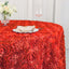 Satin 120" Round Tablecloth Red - Grandiose 3D Rosette with Seamless Finish Table Cover