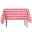 Polyester 54"x54" Square Tablecloth White/Red - Checkered Buffalo Plaid Design for Casual Table Settings