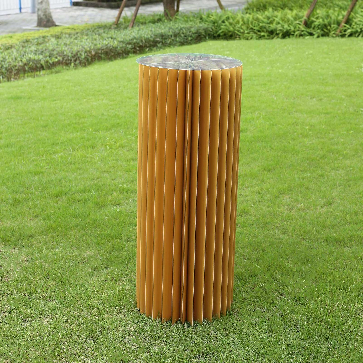 40" Gold Cylinder Display Column Stand, Pillar Pedestal Stand With Top Plate