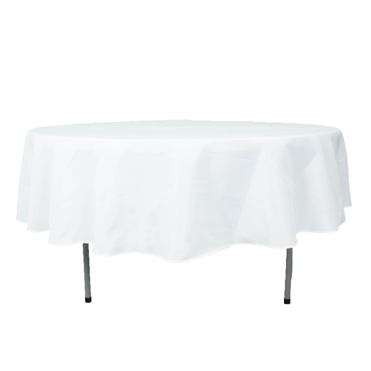 Fire Retardant Premium Polyester 90" Round Tablecloth White - Stylish High-Performance Table Cover for Large Gatherings