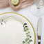 24-Pack Paper 9" Round Dinner Plates in White with Eucalyptus Leaves & Gold Rim - Disposable 300GSM Party Plates for Modern & Nature-Inspired Events