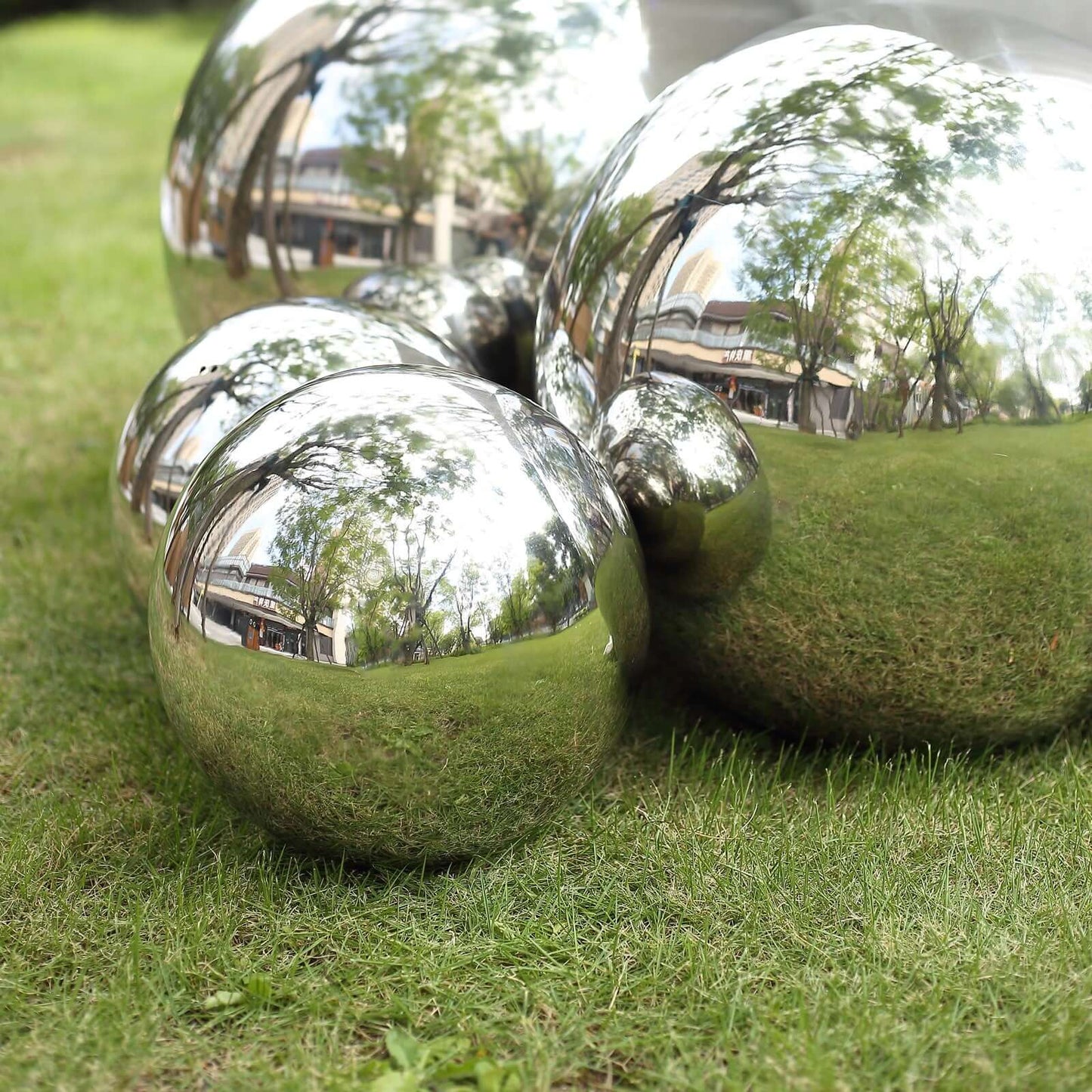 2-Pack Gazing Globe Mirror Ball Reflective Hollow Stainless Steel Silver Spheres - Decorative Outdoor Garden Display 12"
