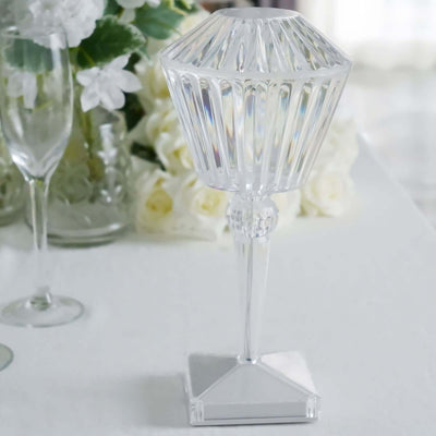 LED Acrylic Table Lamp Prism Design Color Changing - Rechargeable Cordless Touch Control Accent Light 10"