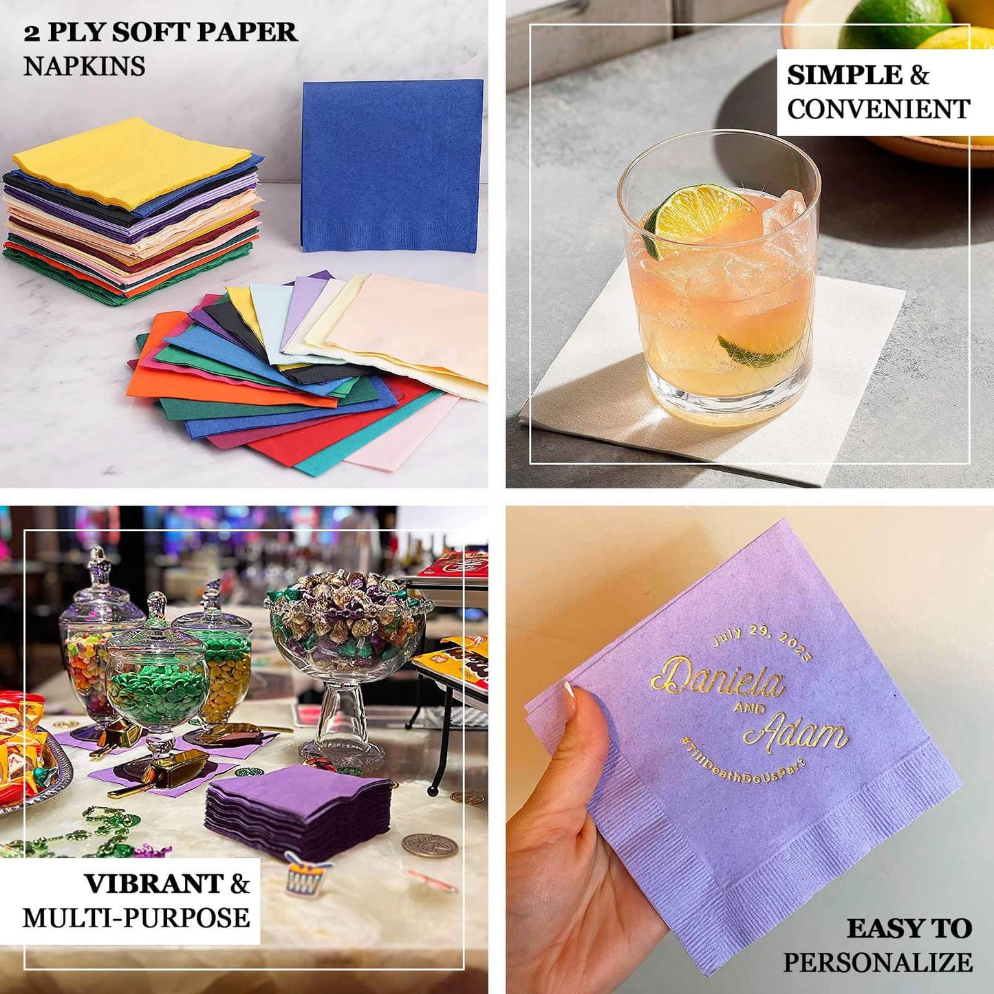 50-Pack Paper Beverage Napkins Hunter Emerald Green - 2 Ply Disposable Soft 18GSM Cocktail Napkins 5"x5"