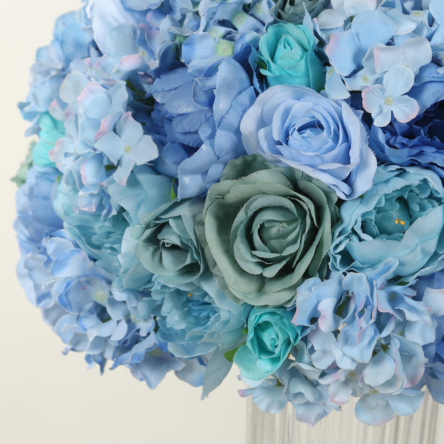 Pre-Arranged Silk Rose Wedding Centerpiece, Blue Artificial Rose Flower Balls Arrangement Table Decor - 20"