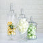 Set of 3 Glass Candy Jars Modern Apothecary Design Clear with Snap-On Lids - Stylish Party Favor Containers 9"/13"/14"