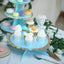 1-Tier Cardboard Cake Stand Light Blue - Stylish Reusable Cupcake Dessert Holder with Gold Scalloped Rim for Baby Showers Birthdays & Events 13"