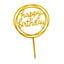 6-Pack Acrylic Happy Birthday Cake Toppers Gold Assorted Styles - Fun Reusable Cake Inserts for DIY Party Decoration Supplies