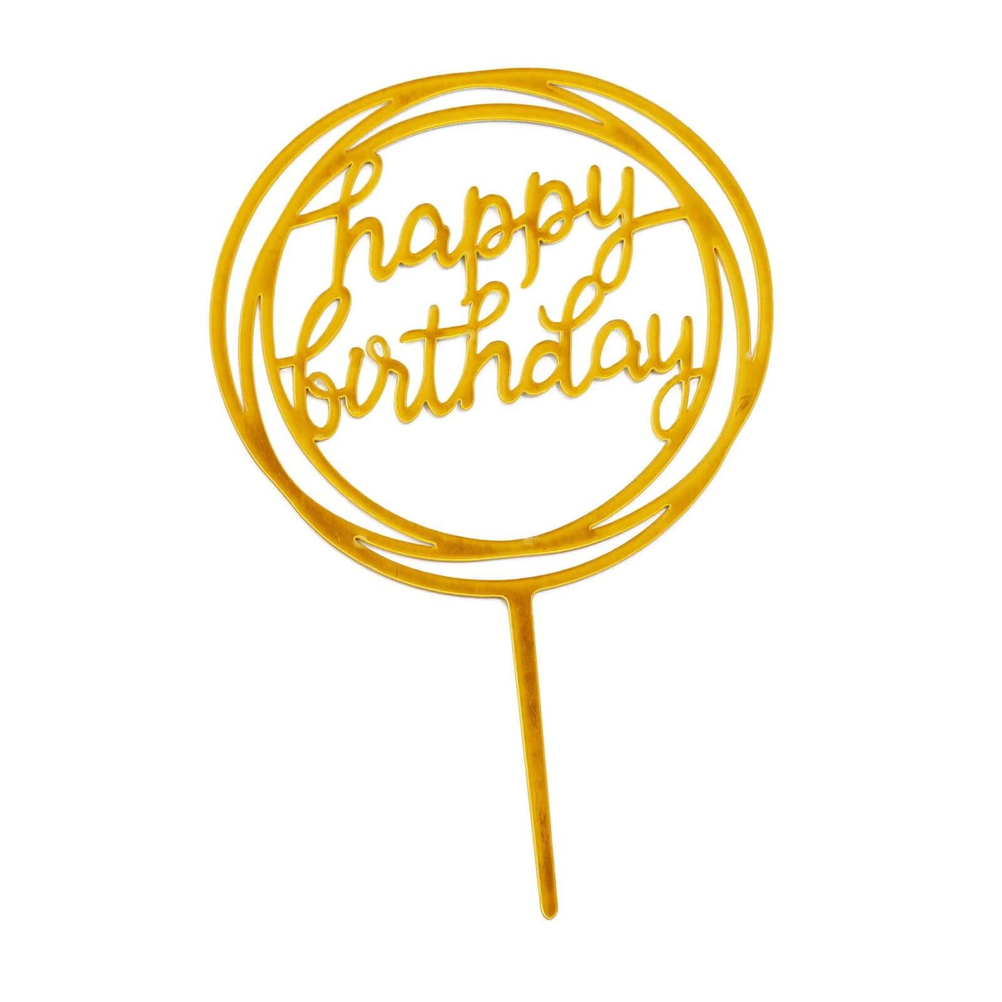 6-Pack Acrylic Happy Birthday Cake Toppers Gold Assorted Styles - Fun Reusable Cake Inserts for DIY Party Decoration Supplies