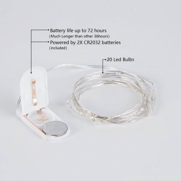 20 LED Micro Fairy String Lights Starry Bright Design White - Battery Operated Party Accent 90"