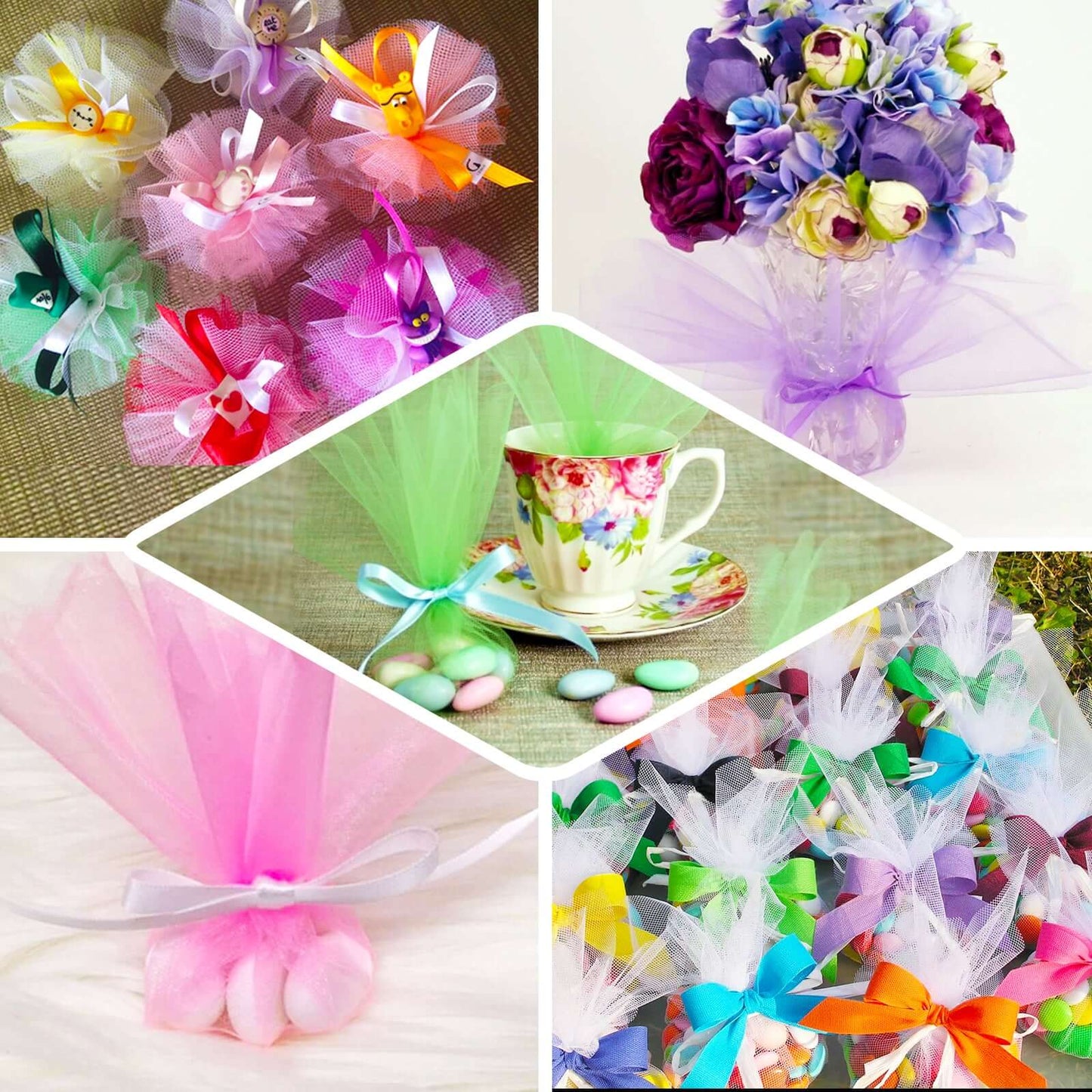 25 Pack 9" Chocolate Sheer Nylon Tulle Circles Favor Wrap, DIY Craft Fabric