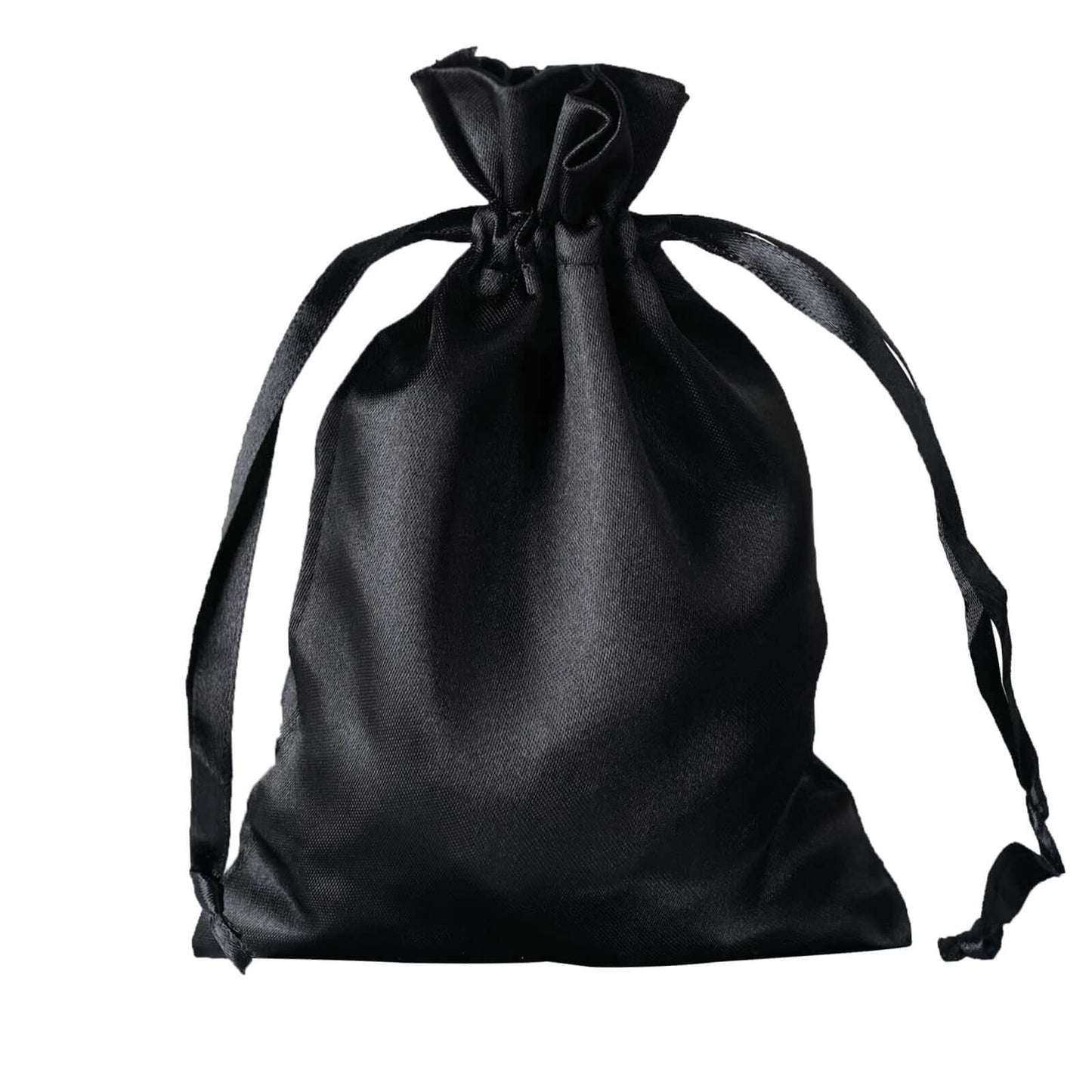 12 Pack 5"x7" Black Satin Drawstring Wedding Party Favor Gift Bags
