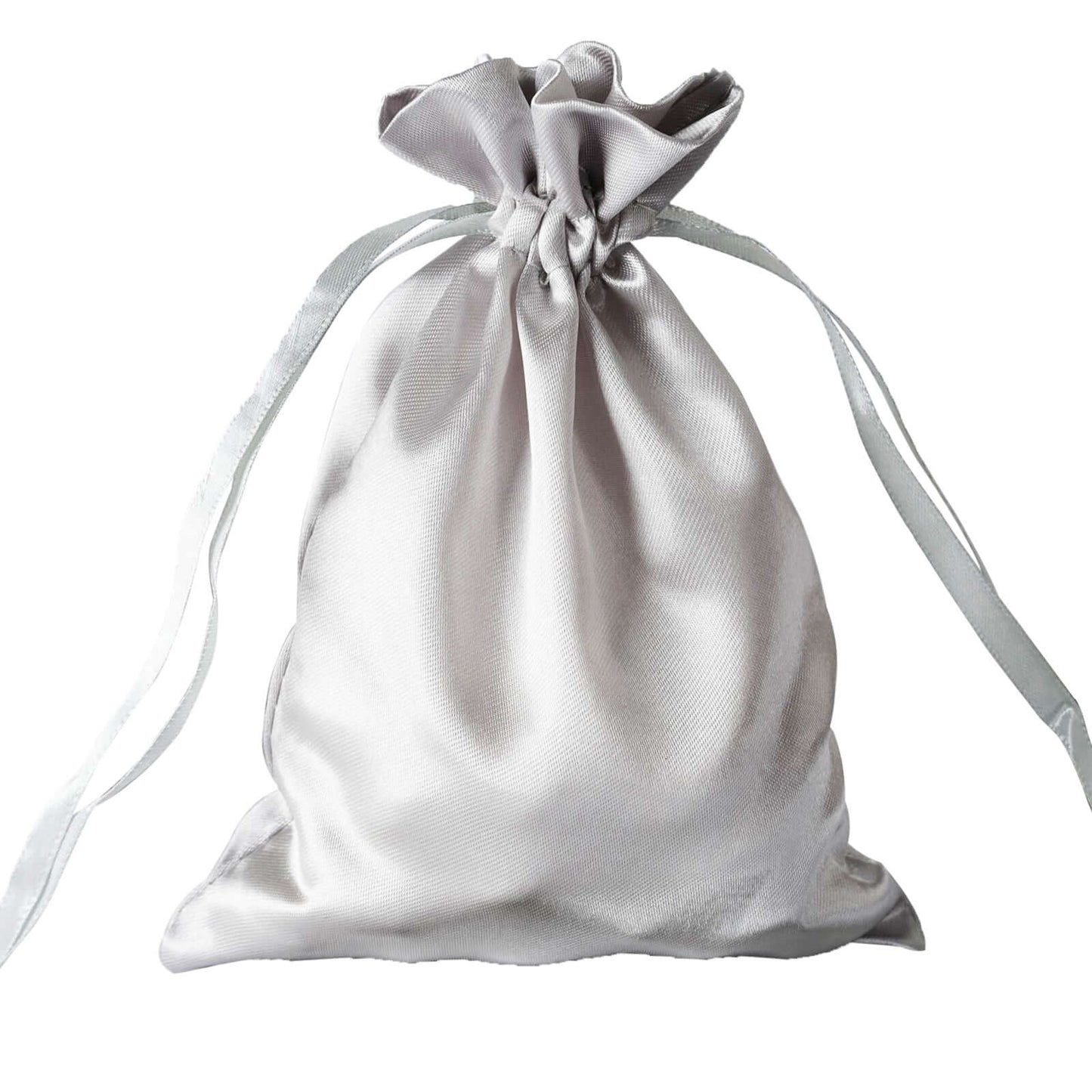 12 Pack 5"x7" Silver Satin Drawstring Wedding Party Favor Gift Bags