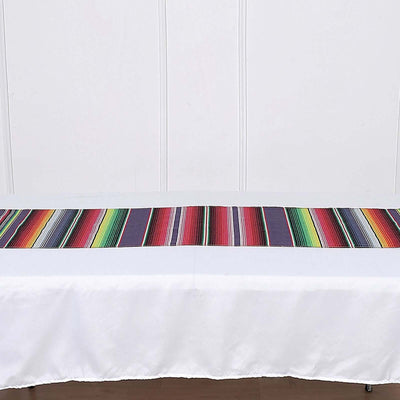 Mexican Serape 14"x108" Table Runner With Tassels Assorted Colors - Vibrant Fiesta Party Decor