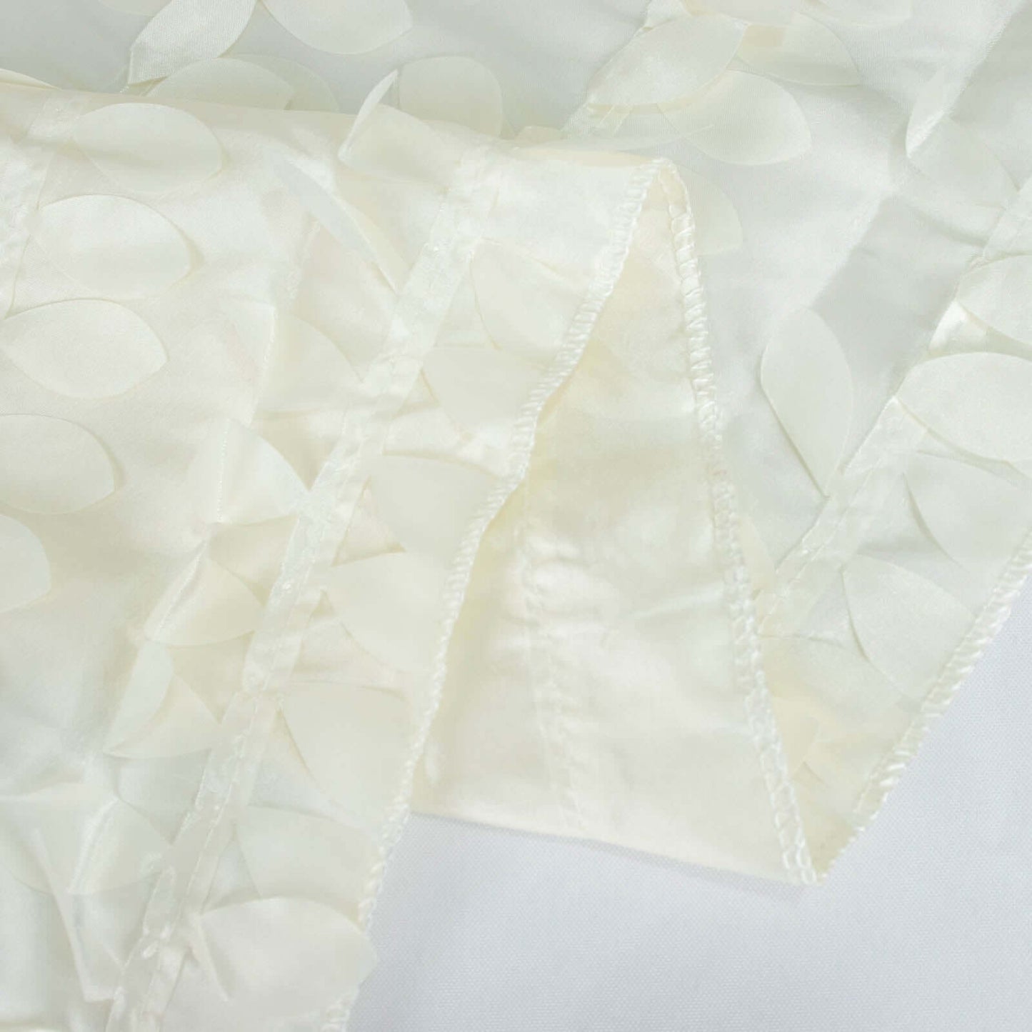 Taffeta 54"x54" Table Overlay Square Tablecloth Ivory 3D Leaf Petal Table Cover