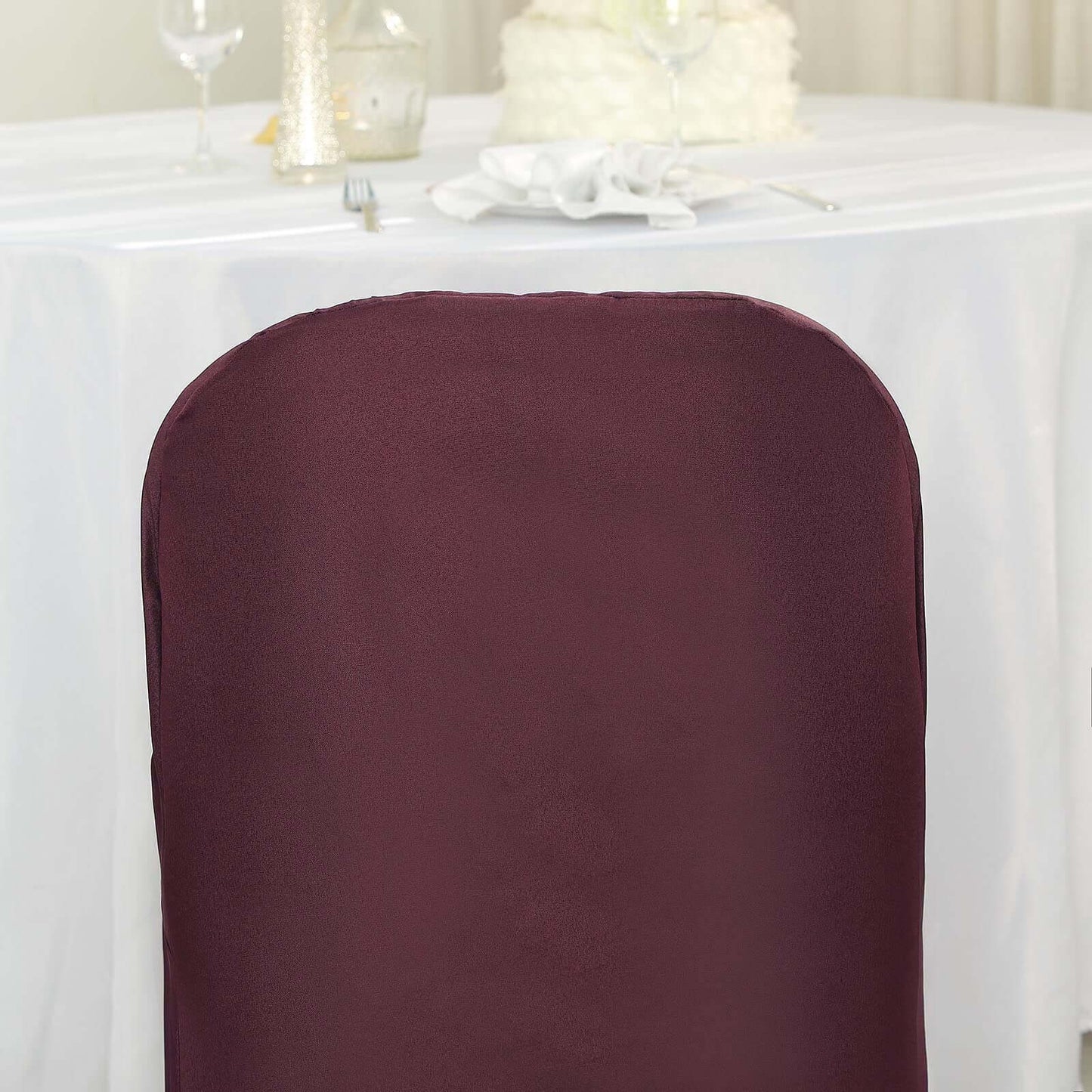 Polyester Slip On Folding Chair Covers Burgundy - Stain-Resistant Reusable Durable Fabric