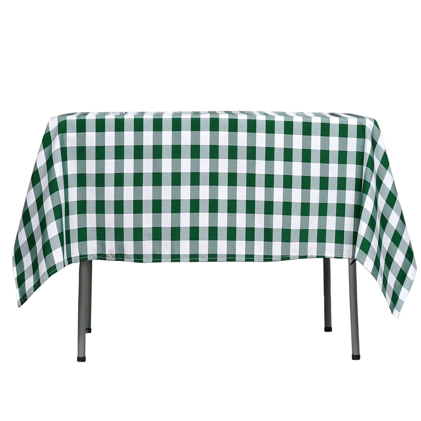 Polyester 54"x54" Square Tablecloth White/Green - Checkered Buffalo Plaid Design for Casual Table Settings