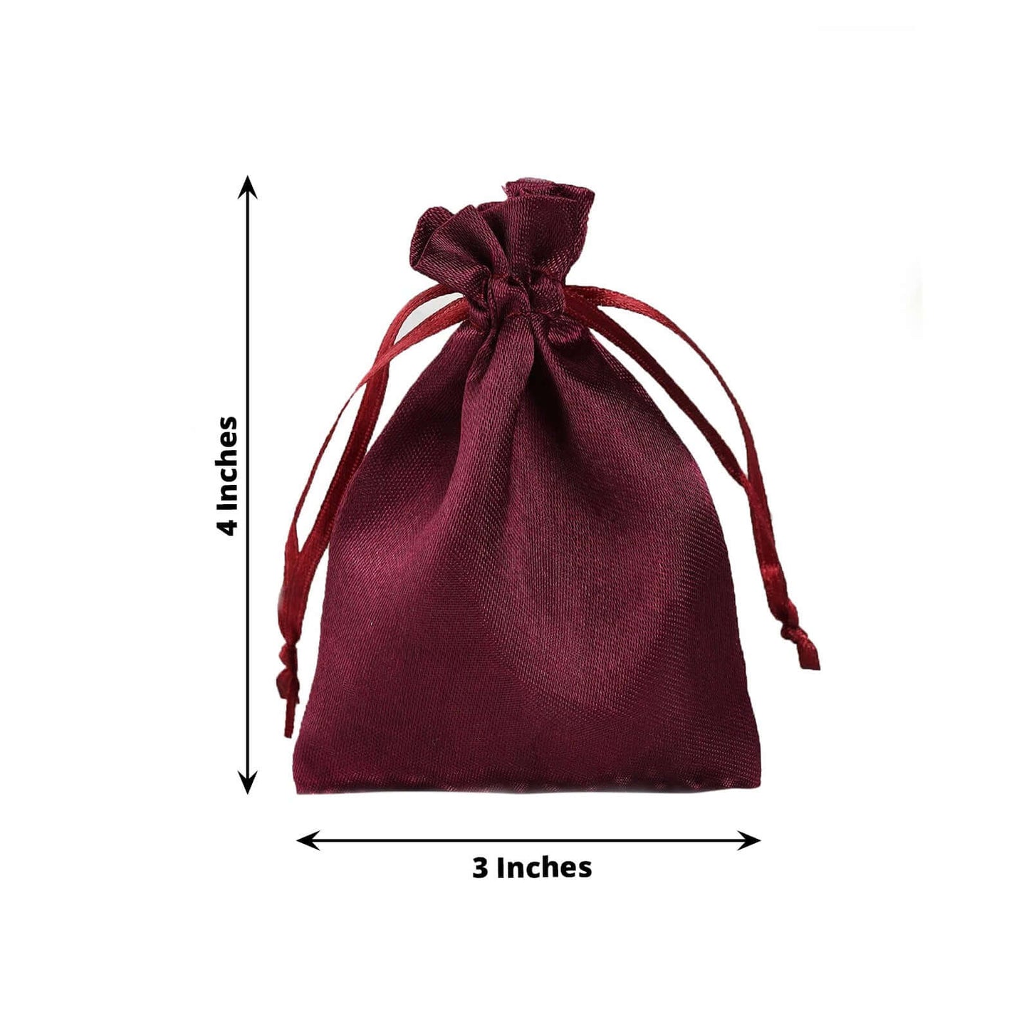 12 Pack 3"x4" Burgundy Satin Drawstring Wedding Party Favor Gift Bags