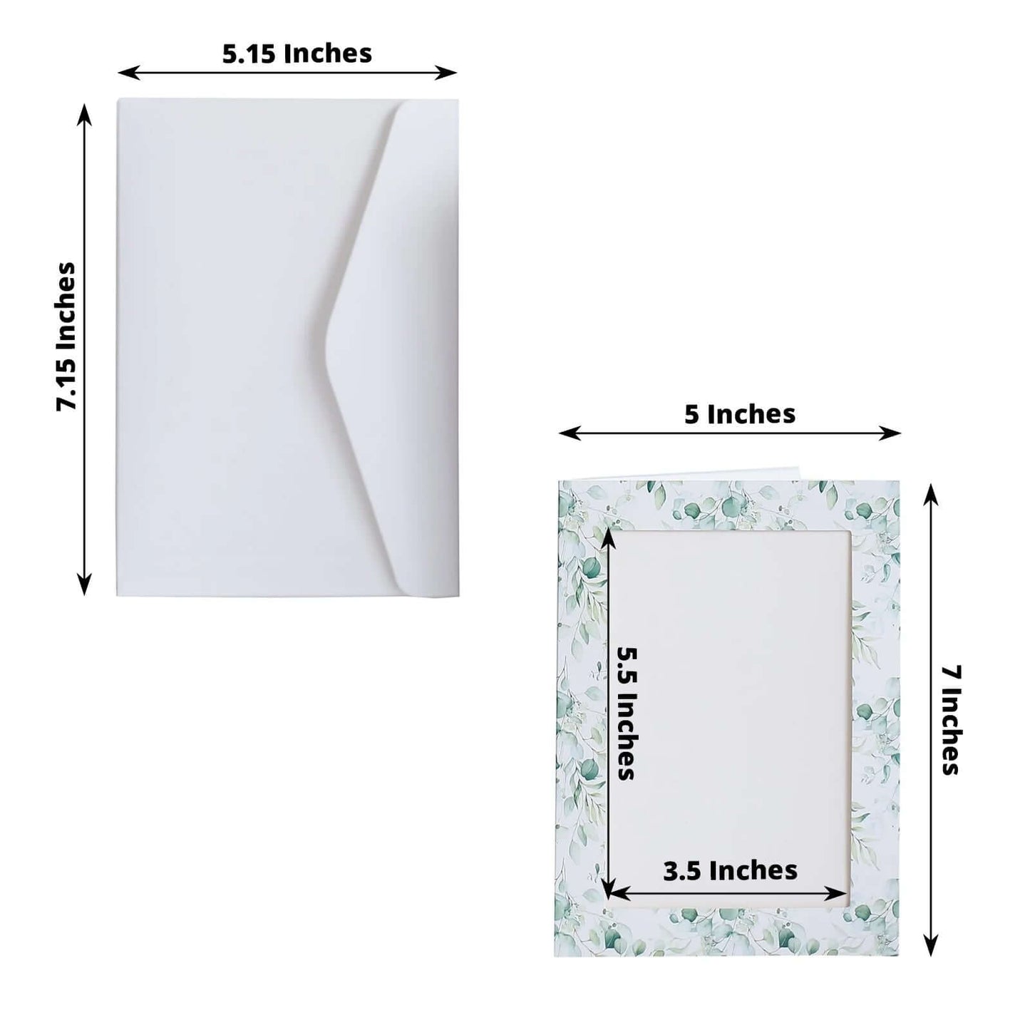 25-Pack Thank You Cards White Green Eucalyptus Leaves Design with Envelopes - Picture Insert Invitation Cards for Parties & Milestones 3.5"x5.5"