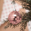 6 Pack 2" Rose Gold Foam Disco Mirror Ball With Hanging Strings, Holiday Christmas Ornaments
