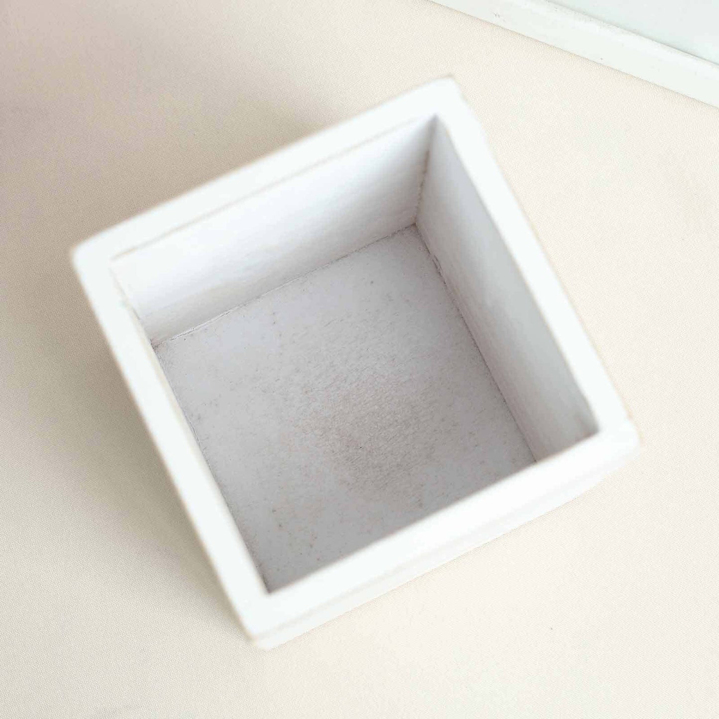 2 Pack 5" Whitewash Square Wood Planter Box Set With Removable Plastic Liners