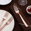24-Pack Plastic Forks with Hammered Style Rose Gold - Heavy Duty Disposable Silverware 7"