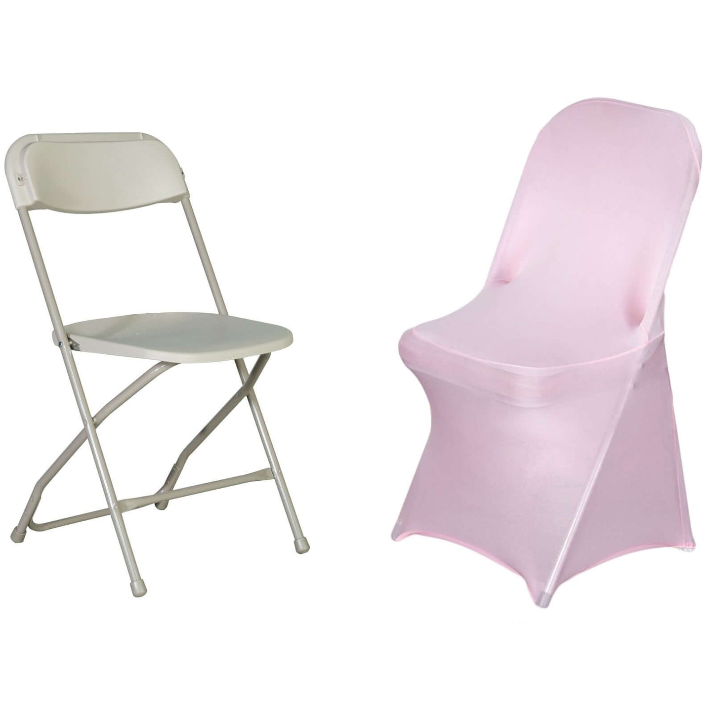 Stretch Spandex Chair Cover Pink for Folding Chairs - Reusable & Wrinkle-Resistant 160GSM Fitted Slipcover
