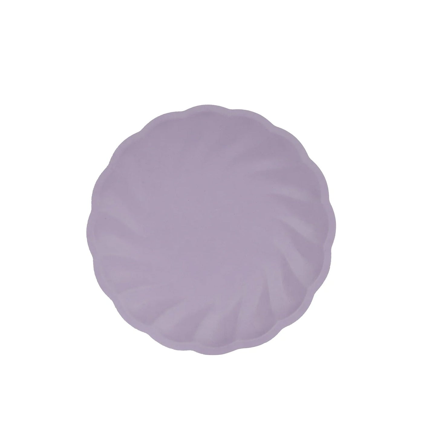 20 Pack Biodegradable Salad Plates in Lavender Lilac â€“ 7" Swirl Scalloped Pastel Color Compostable Bamboo Dessert Plates, Elegant Disposable Tableware