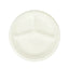 50-Pack Bagasse 10" Round Dinner Plates in White with 3-Compartments - Eco Friendly Biodegradable Sugarcane Divided Plates for Food Trucks Catering & Events