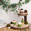 2-Tier Wooden Cheese Board Stand Elm Wood Slice Design Natural - Rustic Cupcake Centerpiece 8"