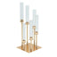 6-Arm Cluster Taper Candle Holder Gold with Clear Glass Shades - Sleek Candle Display for Gatherings 24"
