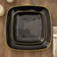 10-Pack Plastic 7" Square Dessert Plates in Black with Gold Rim - Classy Disposable Appetizer Salad Plates